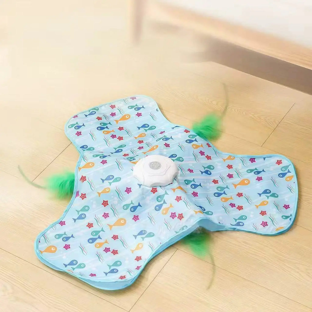 Interactive Hide and Seek Cat Toy, USB Rechargeable Automatic Toy with Moving Feather, Enrichment Toy for Indoor Cats & Kittens