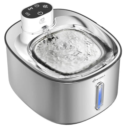 Wireless Cat Water Fountain Stainless Steel,135Floz/4L Battery Operated Automatic Pet Fountain,Cordless Cat Water Dispenser Pet Drinking Water Fountain for Multicat Cats Dog Outdoor