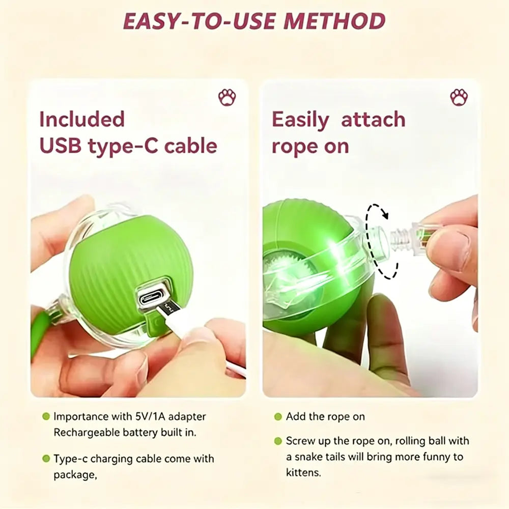 Automatic Rolling Interactive Ball Toy for Cats & Kittens - Smart Motion-Activated Boredom Buster for Indoor Pets, Automatic Rolling Balls for Feline Companions