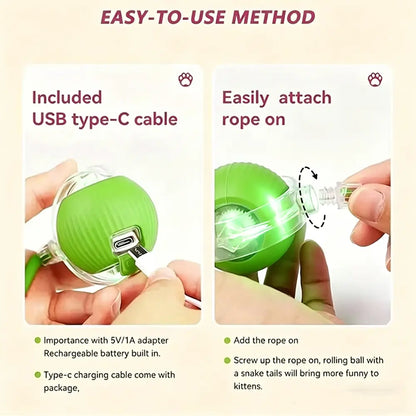 Automatic Rolling Interactive Ball Toy for Cats & Kittens - Smart Motion-Activated Boredom Buster for Indoor Pets, Automatic Rolling Balls for Feline Companions