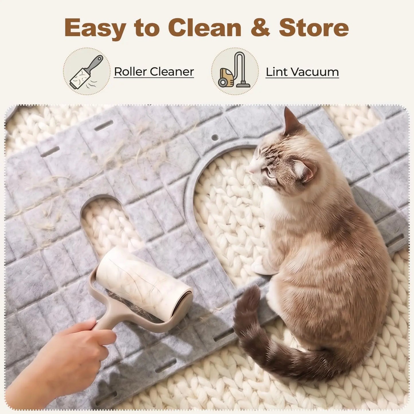 Best Castle Style Cat Cave, Extra Large Scratch Resistant Castle Condo, Large Size Cat Cave, Felt Cat Bed Cave Indoor, Cozy Kitten House with Hanging Ball, Perfect Cat Cave