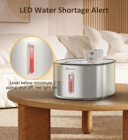 Wireless Cat Water Fountain Stainless Steel,135Floz/4L Battery Operated Automatic Pet Fountain,Cordless Cat Water Dispenser Pet Drinking Water Fountain for Multicat Cats Dog Outdoor