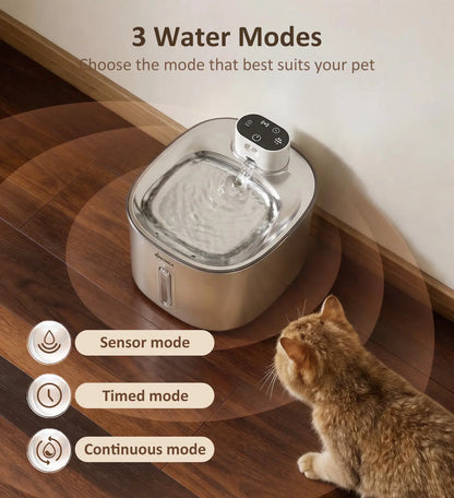 Wireless Cat Water Fountain Stainless Steel,135Floz/4L Battery Operated Automatic Pet Fountain,Cordless Cat Water Dispenser Pet Drinking Water Fountain for Multicat Cats Dog Outdoor