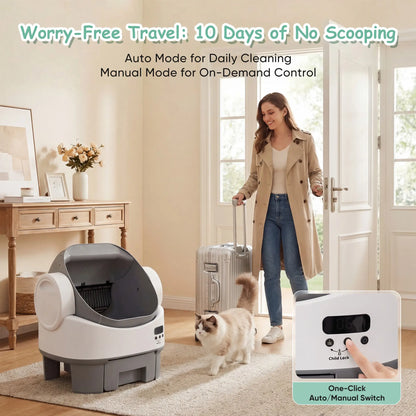 Warcat Next-Gen Automatic Open-Top Cat Litter Box - Simplified Self-Cleaning Model with 360° Safety Protection, Reliable Sensors, 8 L Capacity, App-Free Design for Seniors #Tiktokshopsummersale #Summersale, Automatic Litter Boxes, Self Cleaning Litter Box